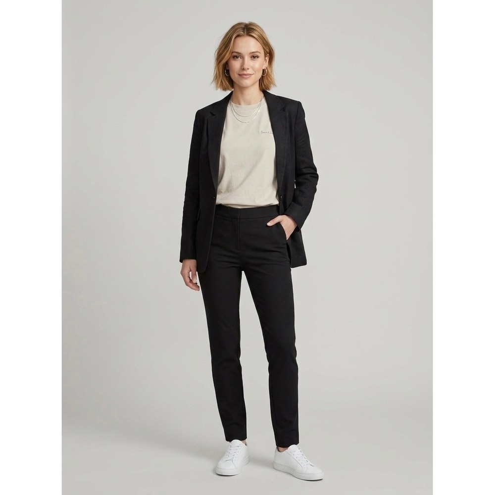 Sans & Sans Womens Black Slim Fit Tapered Dress Pants Elastic Back Size S